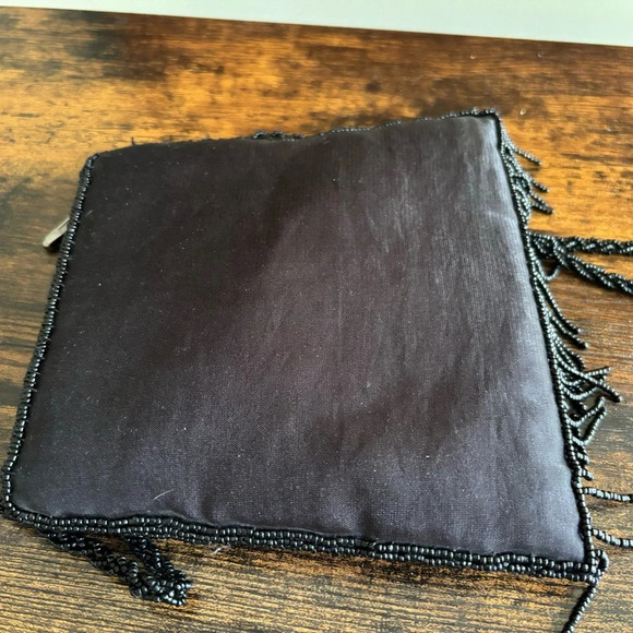 Unbranded| ‎ Black Satin Beaded Evening Bag Clutch 6 x 5” - Picture 3 of 3